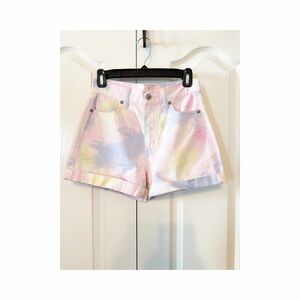 American Eagle Outfitters Mom Pastel Tie-Dye Roll Cuff Jean Shorts Size 2